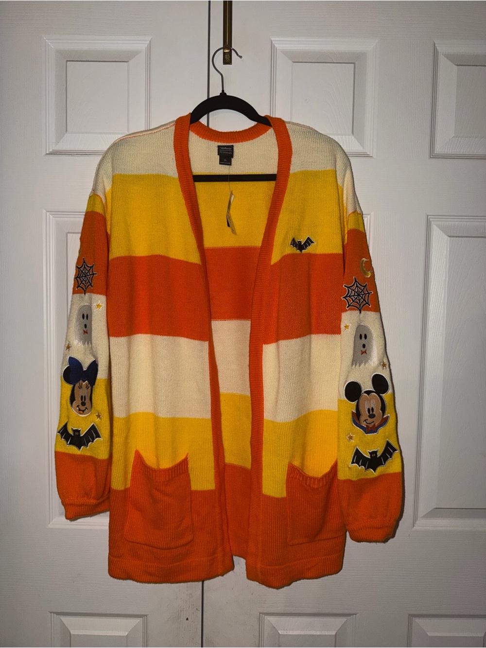 Her Universe Orange, Yellow & Cream Striped Halloween Cardigan